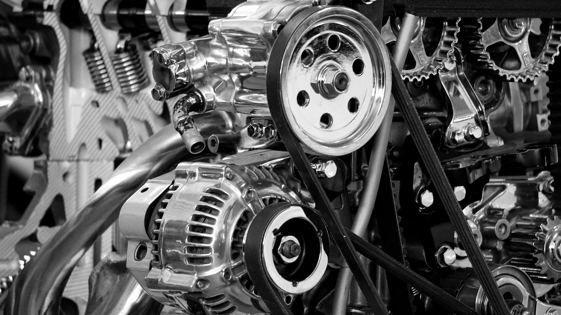A close-up of an engine bay